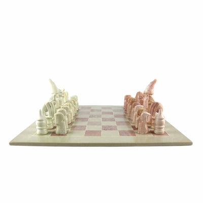 Soapstone Hand-Carved Chess Set in Box - African Maasai Tribe Pieces