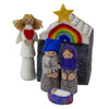 Rainbow Hand-stitched Felt Nativity Set with Storage Barn (12 Pieces)