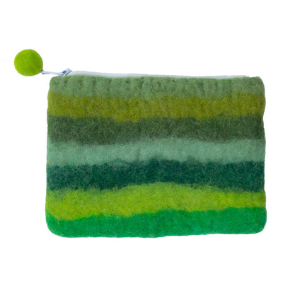 Rain Forest Stripe Zipper Pouch - Green