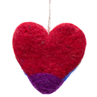 Rainbow Heart and White Dove Handmade Felt Ornaments, Set of 2