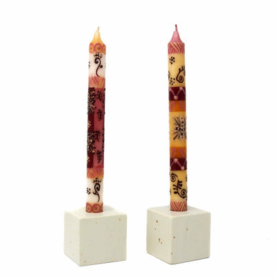 Unscented Hand-Painted Dinner Candles, Set of 2 (Halisi Design)