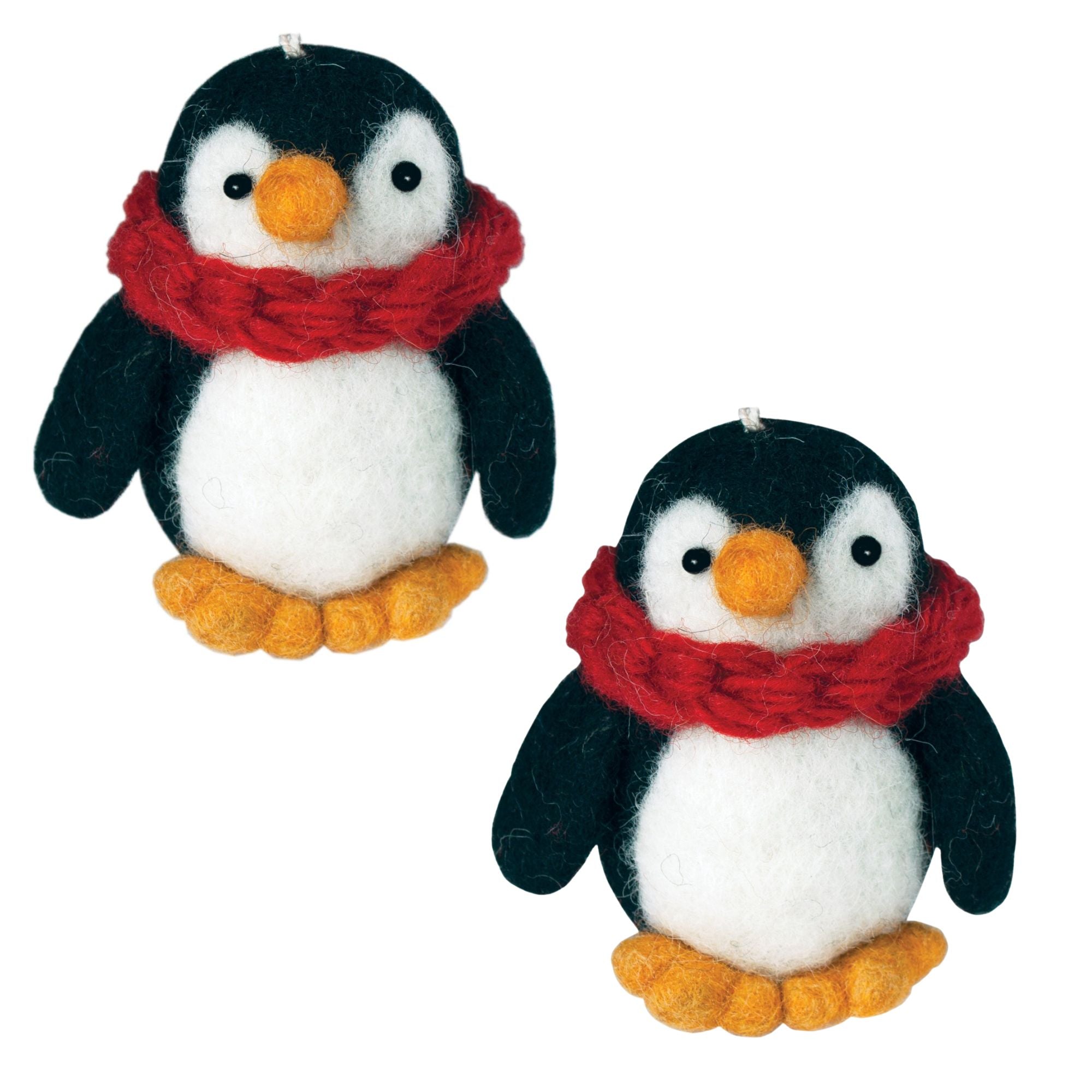 Handmade Penguin Felt Ornaments, Set of 2 - Gifts With Humanity