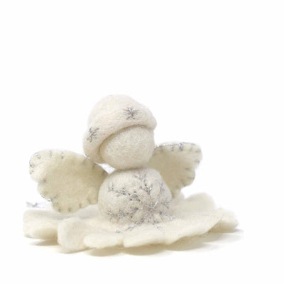 White Angel Handmade Felt Ornaments, Set of 2