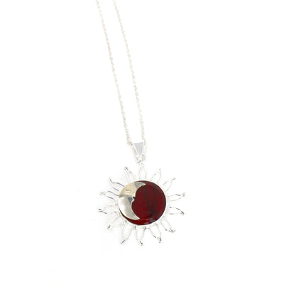 Sun and Moon Red Jasper Pendant with Chain