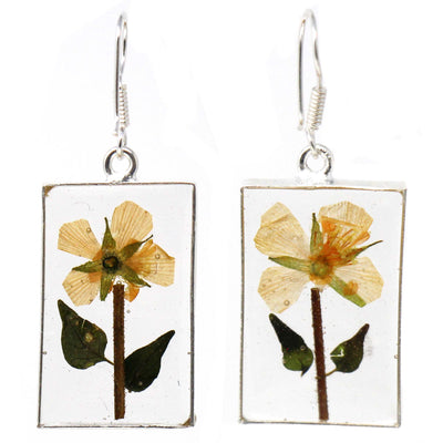 Alpaca Silver Pressed Yellow Flower Earrings