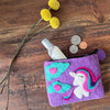 Handcrafted Unicorn Felt Coin Zipper Pouch