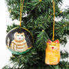 Handpainted Cat Ornaments, Set of 2